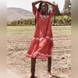 NWT The GREAT. The heirloom dress in cherry red, 2 ( medium )